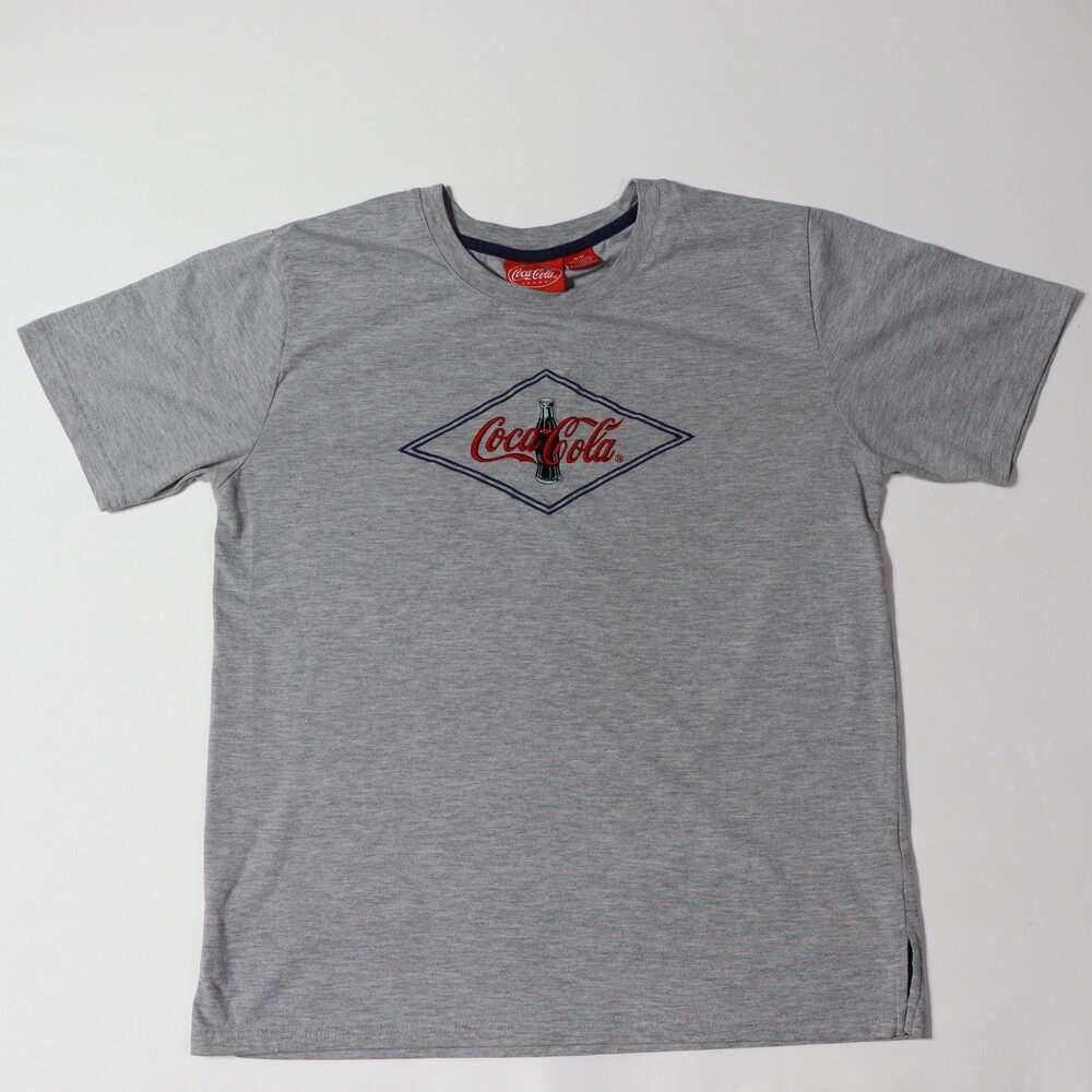 Coca Cola Diamond Embroidered Logo Shirt Mens M Gray Short Sleeve Graphic Tee